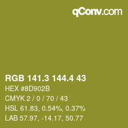 カラーコード: RGB 141.3 144.4 43 | qconv.com