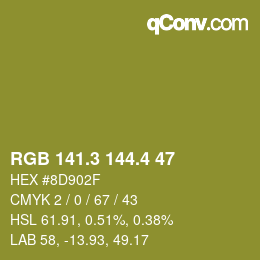 カラーコード: RGB 141.3 144.4 47 | qconv.com