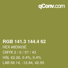 カラーコード: RGB 141.3 144.4 62 | qconv.com