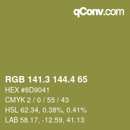 カラーコード: RGB 141.3 144.4 65 | qconv.com
