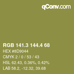 カラーコード: RGB 141.3 144.4 68 | qconv.com