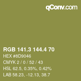 カラーコード: RGB 141.3 144.4 70 | qconv.com