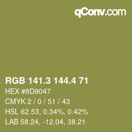 カラーコード: RGB 141.3 144.4 71 | qconv.com
