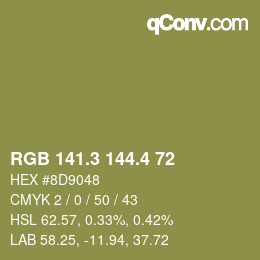 カラーコード: RGB 141.3 144.4 72 | qconv.com