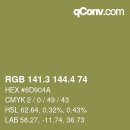 カラーコード: RGB 141.3 144.4 74 | qconv.com