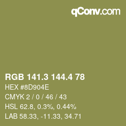 カラーコード: RGB 141.3 144.4 78 | qconv.com