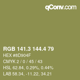 カラーコード: RGB 141.3 144.4 79 | qconv.com