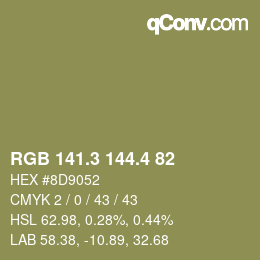 カラーコード: RGB 141.3 144.4 82 | qconv.com