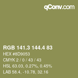 カラーコード: RGB 141.3 144.4 83 | qconv.com
