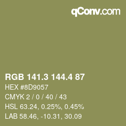 カラーコード: RGB 141.3 144.4 87 | qconv.com