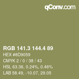 カラーコード: RGB 141.3 144.4 89 | qconv.com