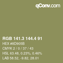 カラーコード: RGB 141.3 144.4 91 | qconv.com