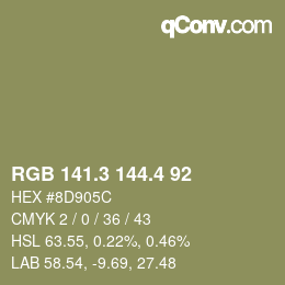 カラーコード: RGB 141.3 144.4 92 | qconv.com