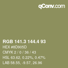カラーコード: RGB 141.3 144.4 93 | qconv.com