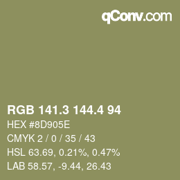 カラーコード: RGB 141.3 144.4 94 | qconv.com