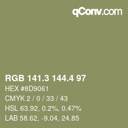 カラーコード: RGB 141.3 144.4 97 | qconv.com