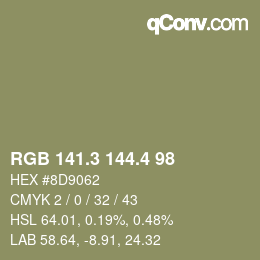 カラーコード: RGB 141.3 144.4 98 | qconv.com
