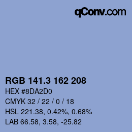 カラーコード: RGB 141.3 162 208 | qconv.com