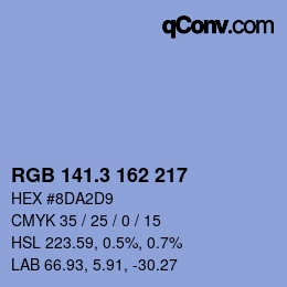 カラーコード: RGB 141.3 162 217 | qconv.com