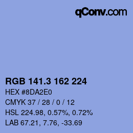 カラーコード: RGB 141.3 162 224 | qconv.com
