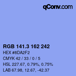 カラーコード: RGB 141.3 162 242 | qconv.com