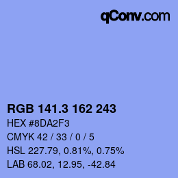 カラーコード: RGB 141.3 162 243 | qconv.com