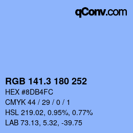 カラーコード: RGB 141.3 180 252 | qconv.com