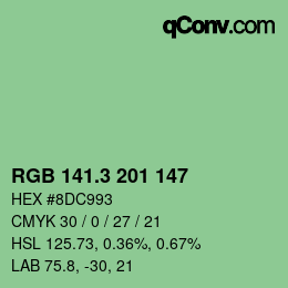 カラーコード: RGB 141.3 201 147 | qconv.com