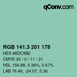 カラーコード: RGB 141.3 201 178 | qconv.com