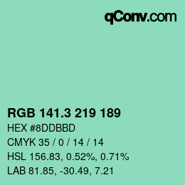 カラーコード: RGB 141.3 219 189 | qconv.com