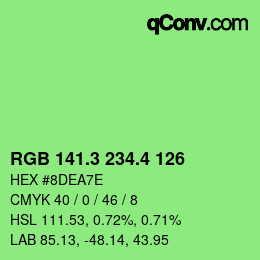カラーコード: RGB 141.3 234.4 126 | qconv.com