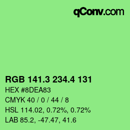 カラーコード: RGB 141.3 234.4 131 | qconv.com