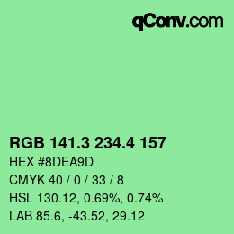 カラーコード: RGB 141.3 234.4 157 | qconv.com