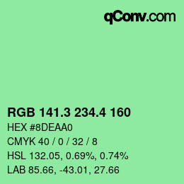 カラーコード: RGB 141.3 234.4 160 | qconv.com