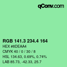 カラーコード: RGB 141.3 234.4 164 | qconv.com