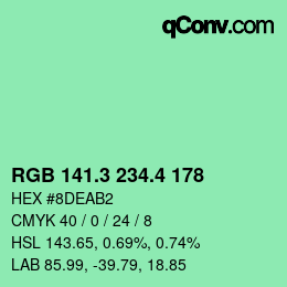 カラーコード: RGB 141.3 234.4 178 | qconv.com