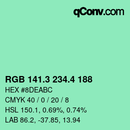 カラーコード: RGB 141.3 234.4 188 | qconv.com