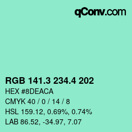 カラーコード: RGB 141.3 234.4 202 | qconv.com