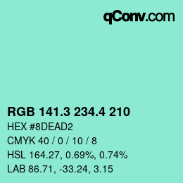 カラーコード: RGB 141.3 234.4 210 | qconv.com