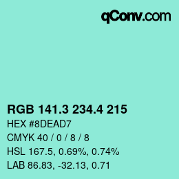 カラーコード: RGB 141.3 234.4 215 | qconv.com