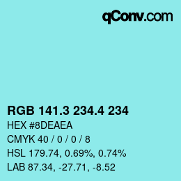 カラーコード: RGB 141.3 234.4 234 | qconv.com