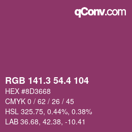 カラーコード: RGB 141.3 54.4 104 | qconv.com