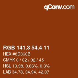 カラーコード: RGB 141.3 54.4 11 | qconv.com