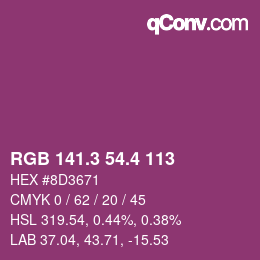 カラーコード: RGB 141.3 54.4 113 | qconv.com