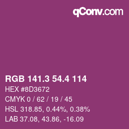 カラーコード: RGB 141.3 54.4 114 | qconv.com