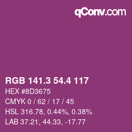 カラーコード: RGB 141.3 54.4 117 | qconv.com