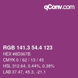 カラーコード: RGB 141.3 54.4 123 | qconv.com