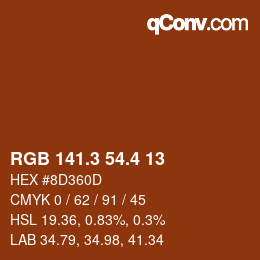 カラーコード: RGB 141.3 54.4 13 | qconv.com