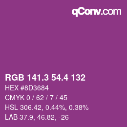 カラーコード: RGB 141.3 54.4 132 | qconv.com