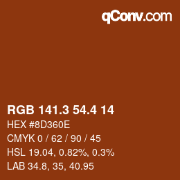 カラーコード: RGB 141.3 54.4 14 | qconv.com
